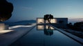 White Modern House With Pool: A Serene Nighttime Retreat