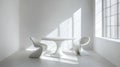 Minimalist White Interior with Modern Furniture Table and Chairs Royalty Free Stock Photo