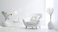 White modern sofa in white room with soft light minimal style