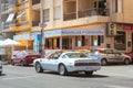 White modern sport-car on sunny street, Torrevieja, Valencia, Sp Royalty Free Stock Photo