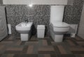 White modern toilet and bidet Royalty Free Stock Photo