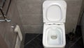 White modern toilet bowl in the toilet top view Royalty Free Stock Photo