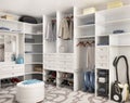 White modern wardrobe in a big house