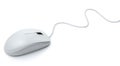 White modern wired computer mouse on white background