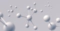 White molecule or atom model. Abstract scientific background