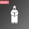 White Monk icon isolated on transparent background. Vector Illustration