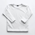 White monochrome Longsleeve ironed on white background, top view Royalty Free Stock Photo