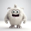 Cute White Monster In 3d With Scary Eyes - Vray Tracing Style