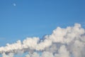 White moon, clouds and smoke from heat