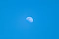White moon half in day light on blue sky closeup Royalty Free Stock Photo