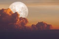 White moon in the sky before sunset, The moon rose at Early Evening, Beautiful nature background.Elements of this image furnished