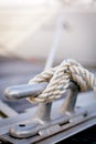 White mooring rope on ship Royalty Free Stock Photo