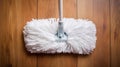 A white mop on a wooden floor Royalty Free Stock Photo