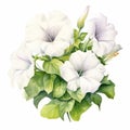 White Morning Glory Plants: Classical Academic Painting Illustration