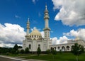 White Mosque Bulgar blue sky and clouds Royalty Free Stock Photo