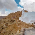 The white mosque in Chenini, a Berber village in the Tataouine district of Tunisia Royalty Free Stock Photo