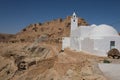 White Mosque at Chenini deserted hilltop old berbere town in Tunisia Royalty Free Stock Photo