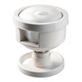 White motion sensor device with ribbed top and perforated dome on white background security Royalty Free Stock Photo