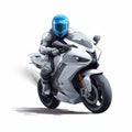 Cartoon Motorcycle Rider In Precision Painting Style Royalty Free Stock Photo