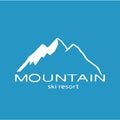 White mountain icon on blue background