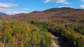 Pemigewasset River valley in fall aerial view, New Hampshire, USA