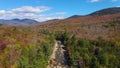 Pemigewasset River valley in fall aerial view, New Hampshire, USA