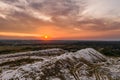 White mountains from phosphorus and gypsum wastes, industrial wastes formed mountains, business activity in Ukraine Royalty Free Stock Photo