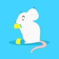 White Mouse Eating Cheese Vector Royalty Free Stock Photo