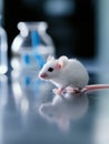 White mouse in a sterile laboratory setting for scientific research and analysis Royalty Free Stock Photo