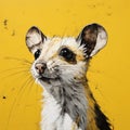 Whiteyellow Mouse: A Parodic Wildlife Muralism In The Style Of Josh Keyes And Ryan Hewett Royalty Free Stock Photo