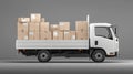 White moving truck loaded with boxes Royalty Free Stock Photo