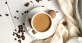 White mug of coffee on table Royalty Free Stock Photo