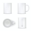 White mug, empty cup, ceramic tableware mockup