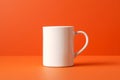 White mug mockup coffee tea cap on orange background