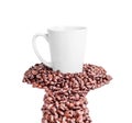 White Mug and path coffee beans Royalty Free Stock Photo