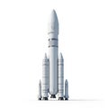 White Multi- Stage Rocket Ship with Booster Rockets on White Background spaceship spacecraft Royalty Free Stock Photo