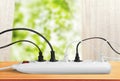 White multiple socket and plugs Royalty Free Stock Photo