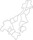 White municipalities map of GHENT, BELGIUM