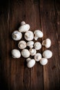White mushrooms on wood table Royalty Free Stock Photo