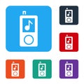 White Music player icon isolated on white background. Portable music device. Set icons in color square buttons. Vector Royalty Free Stock Photo