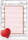 White musical creative song with heart and valentine day card.