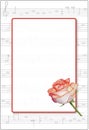 White musical creative song with rose and valentine day card.