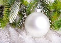 White nacreous glass New Year's ball Royalty Free Stock Photo