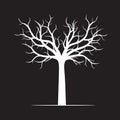 White naked Tree on black background. Royalty Free Stock Photo