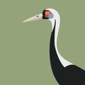 White - naped cranes head vector illustration flat style Royalty Free Stock Photo