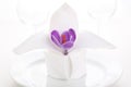 White napkin with crocus