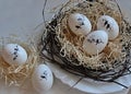 Easter eggs with birds decor