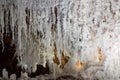 White natural salty stalactites