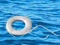 White nautical life ring on water