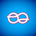 White Nautical rope knots icon isolated on blue background. Rope tied in a knot. Vector Royalty Free Stock Photo